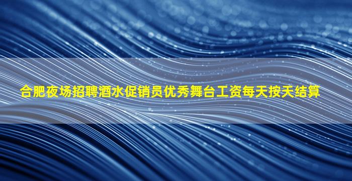合肥夜场招聘酒水促销员优秀舞台工资每天按天结算